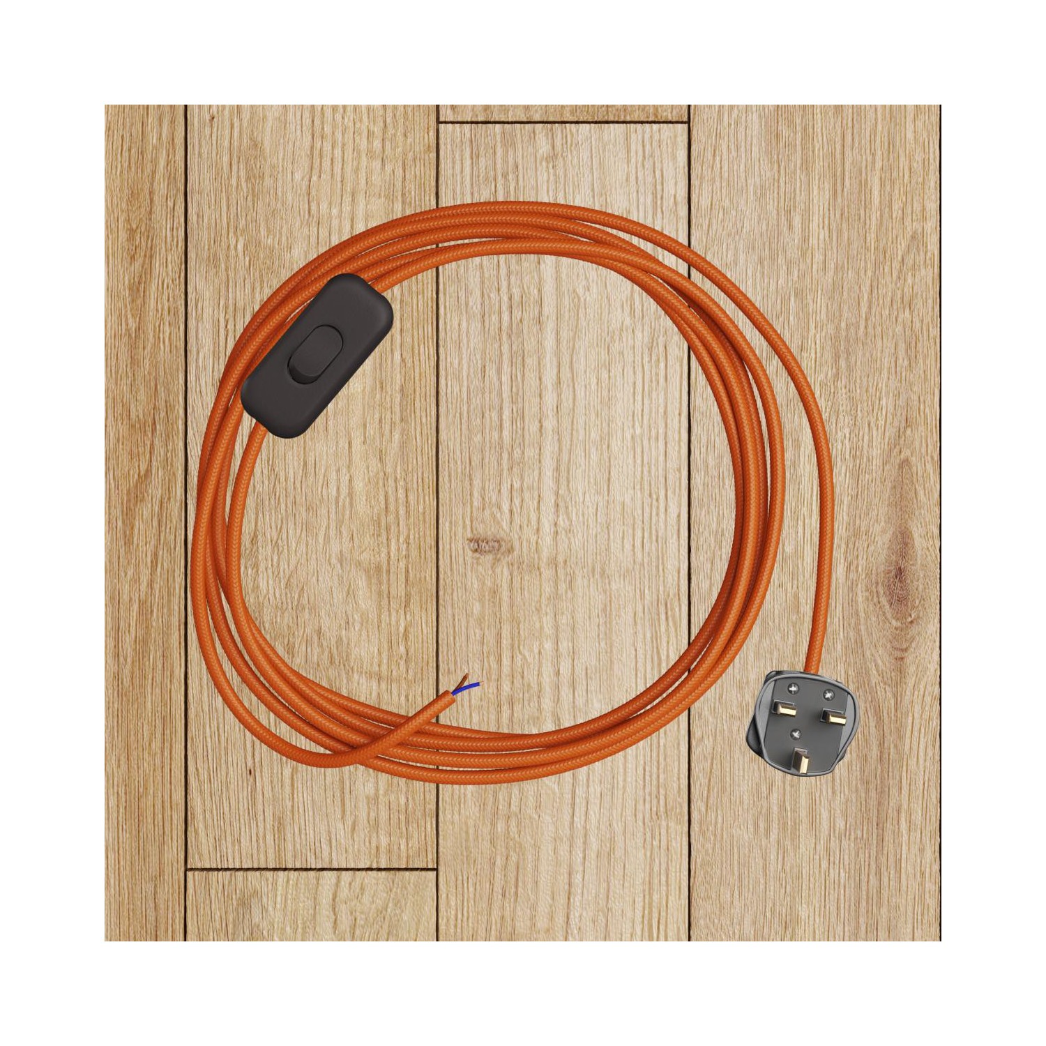 Round Electric Cable covered by Rayon solid color fabric RM15 Orange