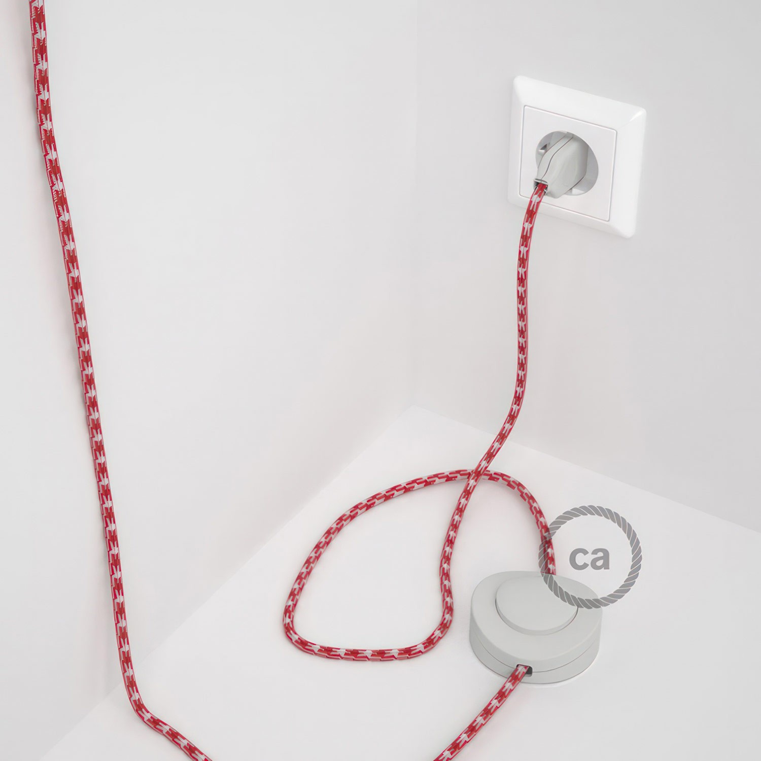 Wiring Pedestal, RP09 White Red Two-Tone Rayon 3 m. Choose the colour of the switch and plug.