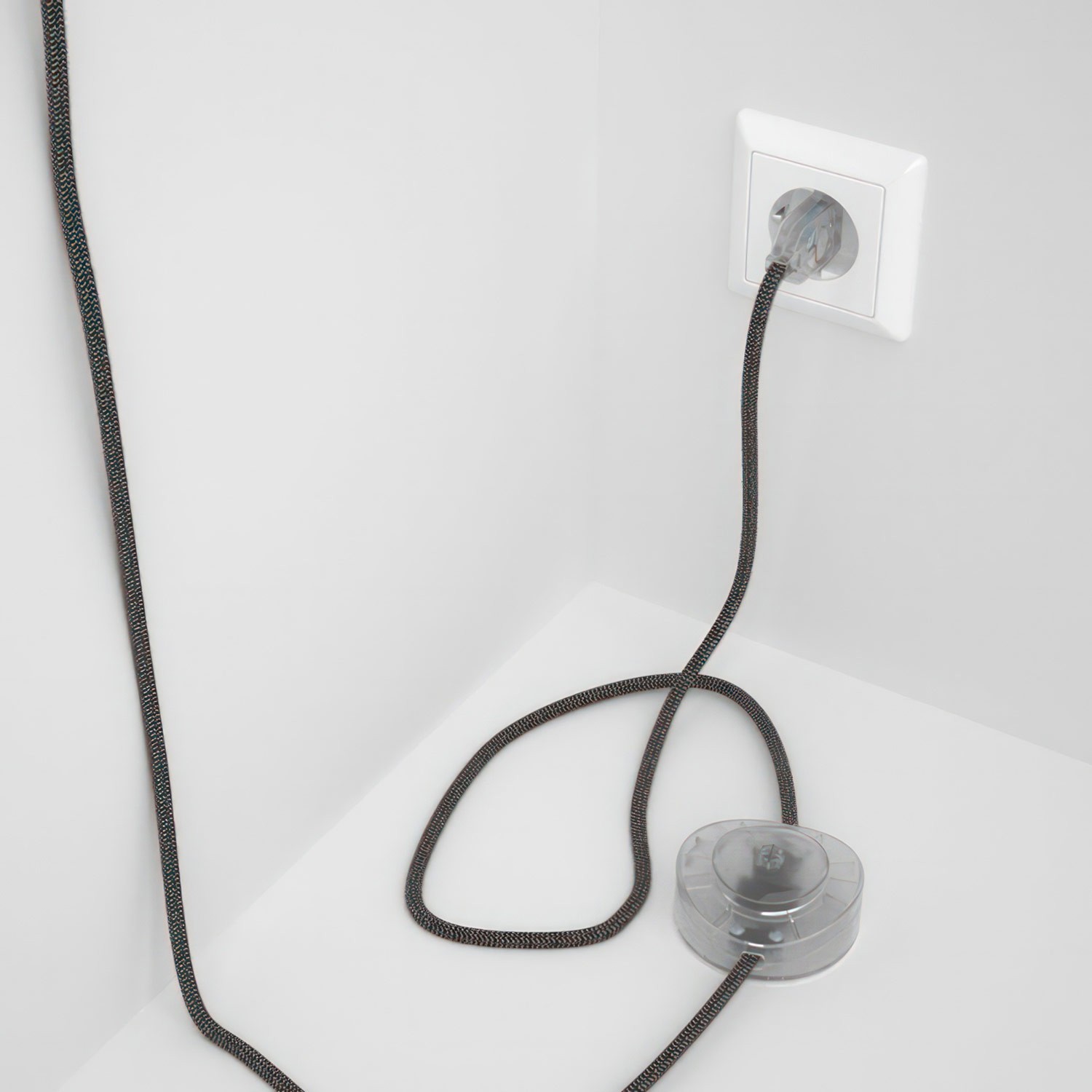 Wiring Pedestal, RD74 Anthracite ZigZag Cotton and Natural Linen 3 m. Choose the colour of the switch and plug.