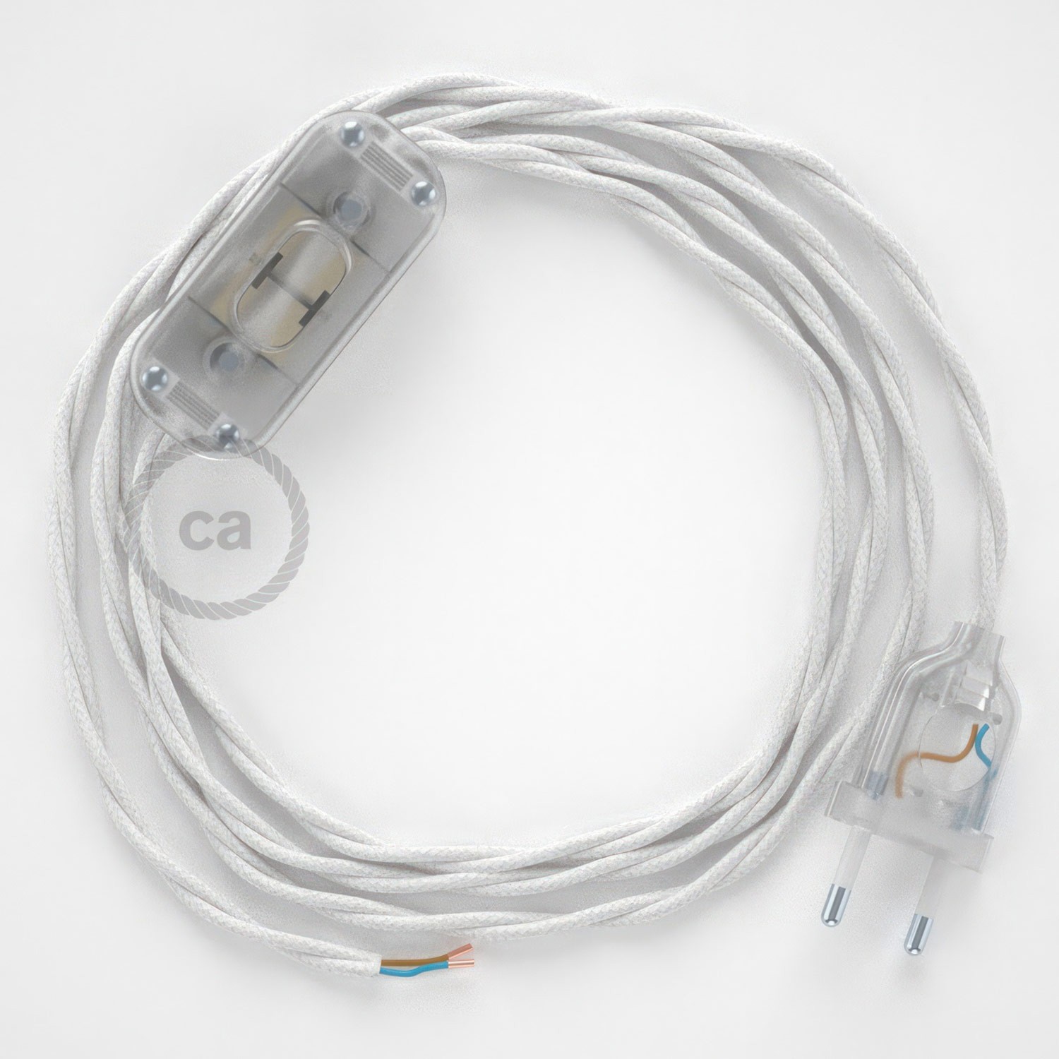 Lamp wiring, TC01 White Cotton 1,80 m. Choose the colour of the switch and plug.