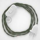 Lamp wiring, TC63 Green Grey Cotton 1,80 m. Choose the colour of the switch and plug.