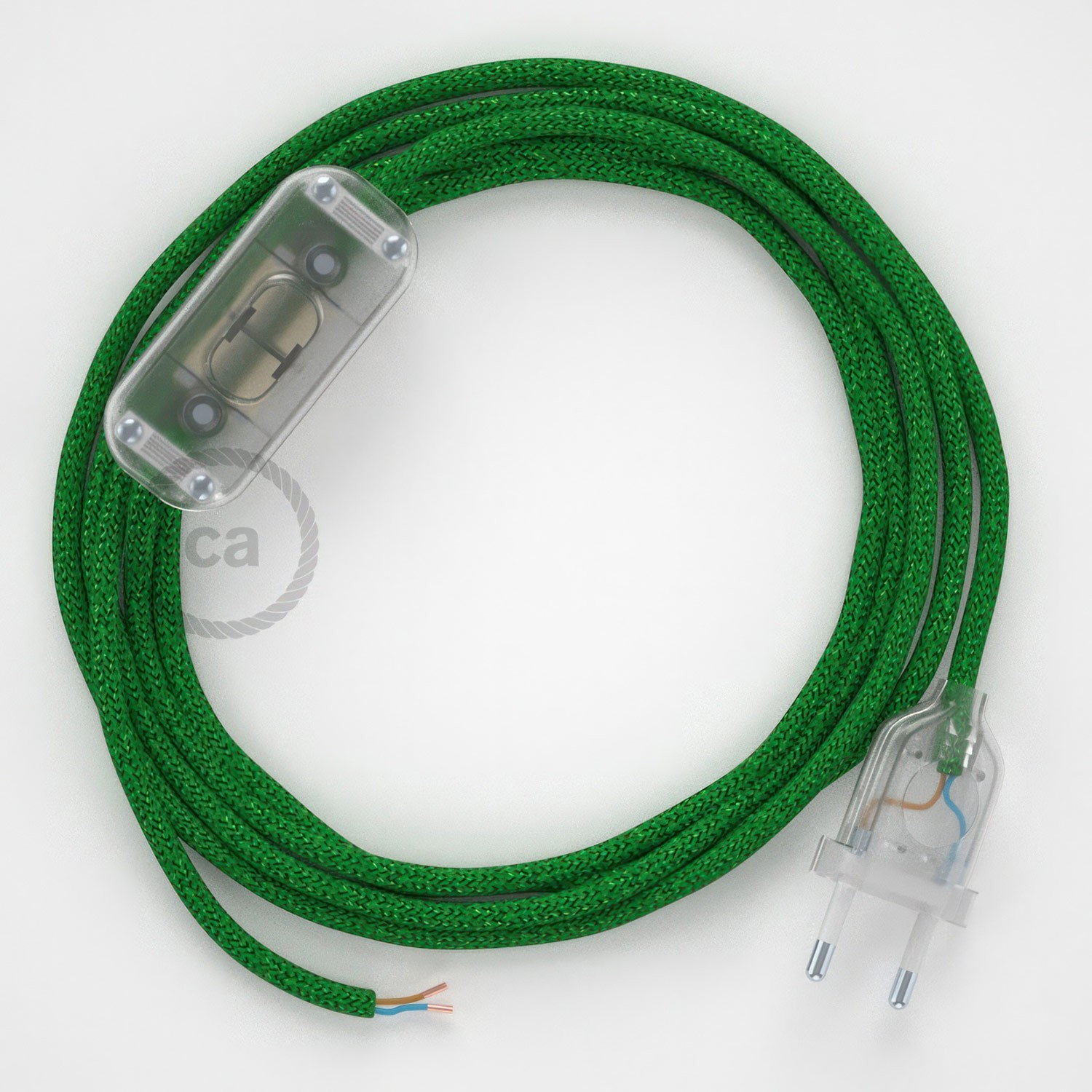 Lamp wiring, RL06 Sparkly Green Rayon 1,80 m. Choose the colour of the switch and plug.