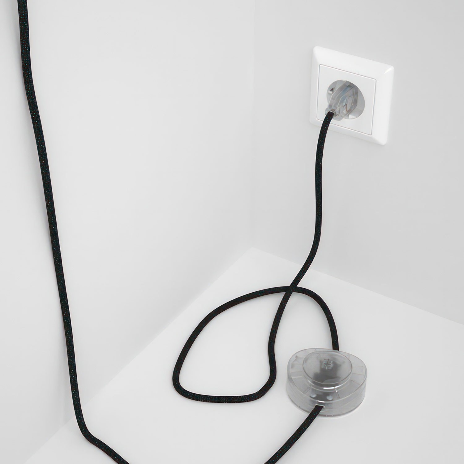 Wiring Pedestal, RL04 Sparkly Black Rayon 3 m. Choose the colour of the switch and plug.