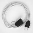 White Cotton fabric RC01 2P 10A Extension cable Made in Italy