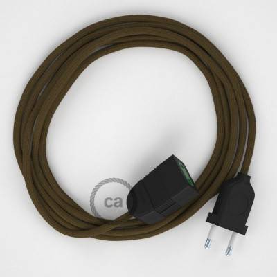 Brown Cotton fabric RC13 2P 10A Extension cable Made in Italy