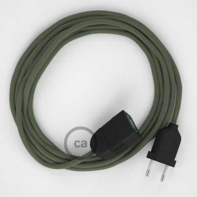 Green Grey Cotton fabric RC63 2P 10A Extension cable Made in Italy
