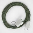 Green Grey Cotton fabric RC63 2P 10A Extension cable Made in Italy
