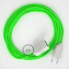 Neon Green Rayon fabric RF06 2P 10A Extension cable Made in Italy