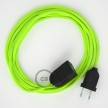 Neon Yellow Rayon fabric RF10 2P 10A Extension cable Made in Italy