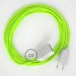 Neon Yellow Rayon fabric RF10 2P 10A Extension cable Made in Italy
