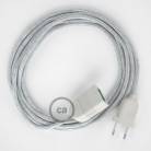 Sparkly White Rayon fabric RL01 2P 10A Extension cable Made in Italy