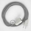 Sparkly Silver Rayon fabric RL02 2P 10A Extension cable Made in Italy