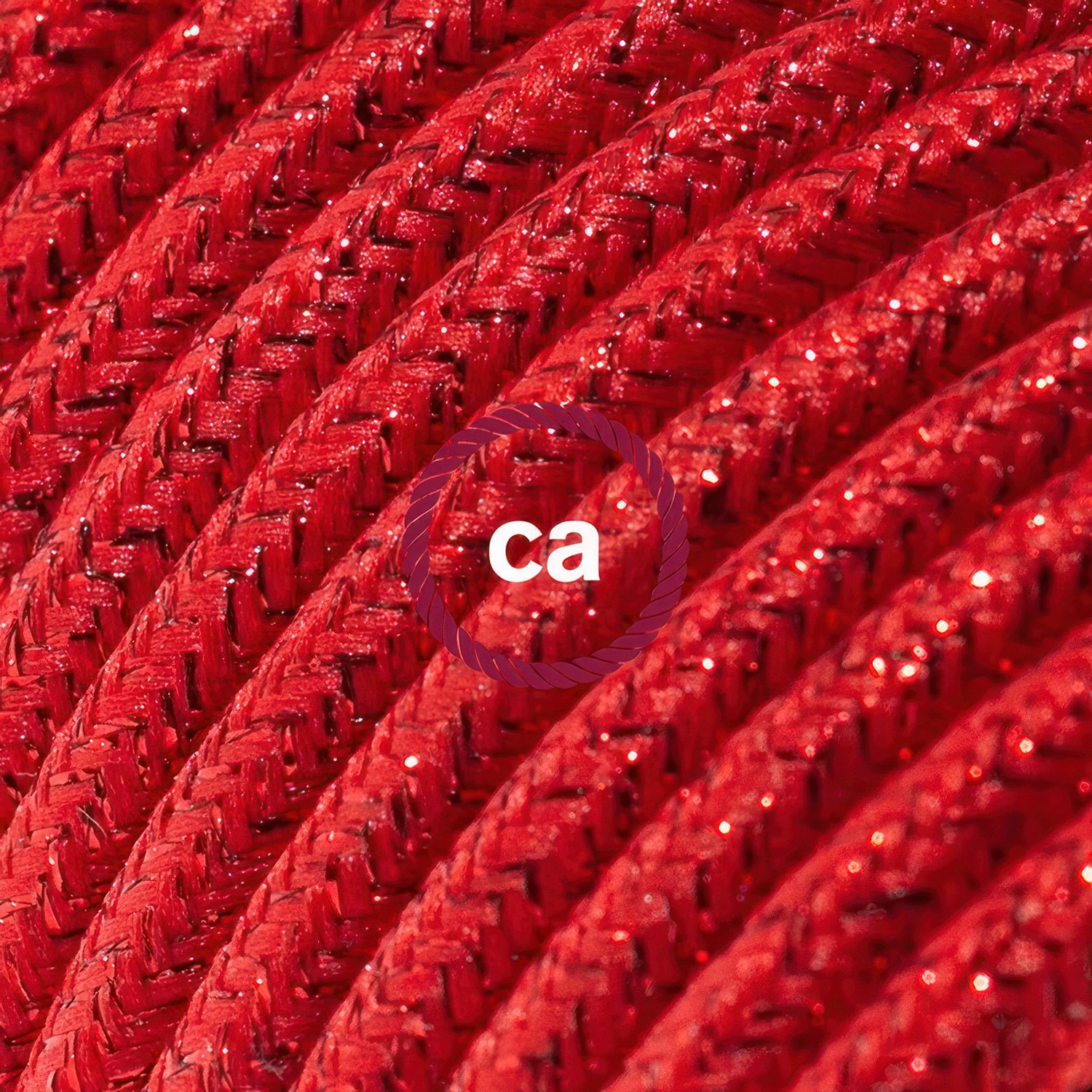 Sparkly Red Rayon fabric RL09 2P 10A Extension cable Made in Italy