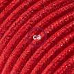 Sparkly Red Rayon fabric RL09 2P 10A Extension cable Made in Italy