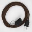 Sparkly Brown Rayon fabric RL13 2P 10A Extension cable Made in Italy