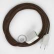 Sparkly Brown Rayon fabric RL13 2P 10A Extension cable Made in Italy