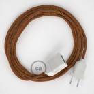 Sparkly Copper Rayon fabric RL22 2P 10A Extension cable Made in Italy
