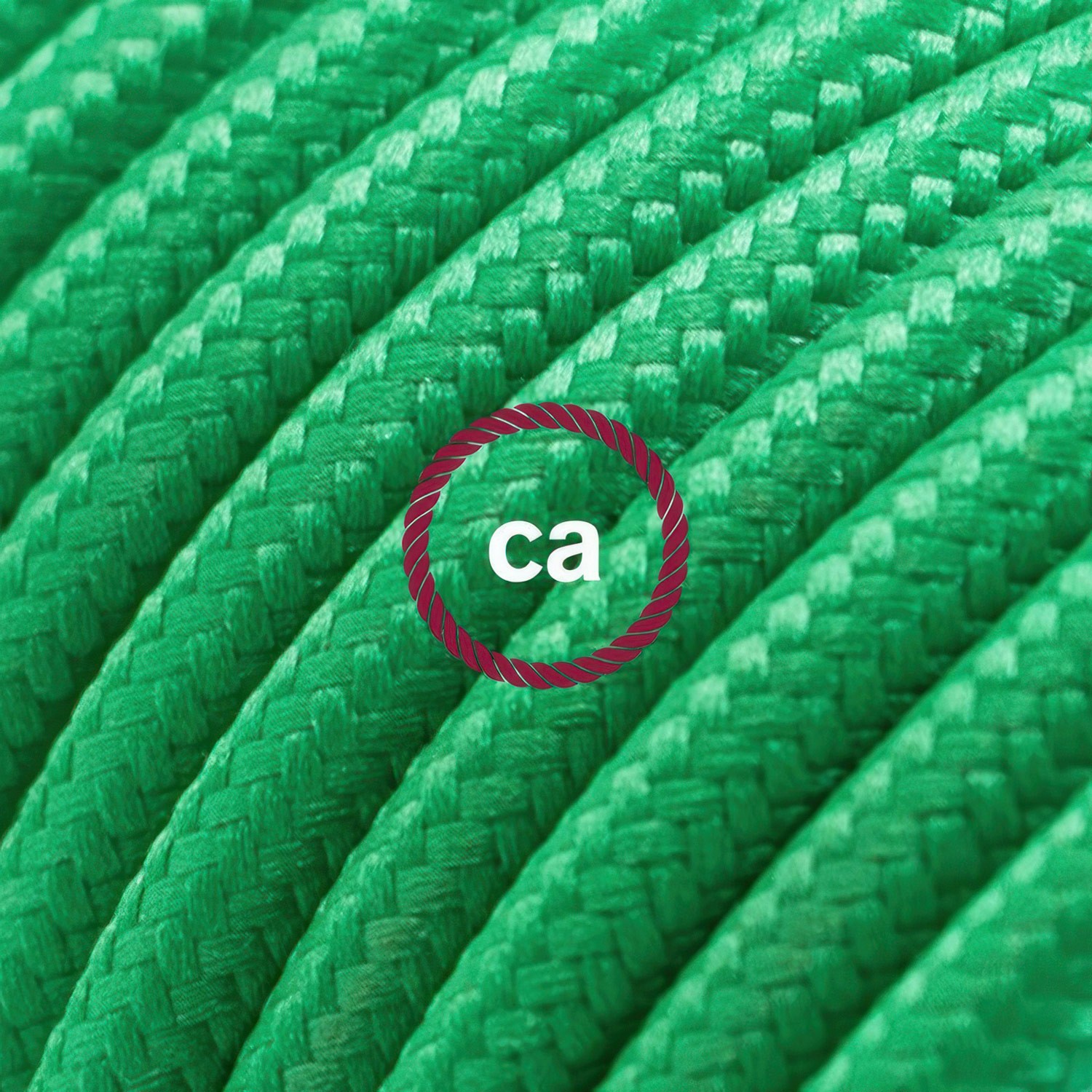 Green Rayon fabric RM06 2P 10A Extension cable Made in Italy