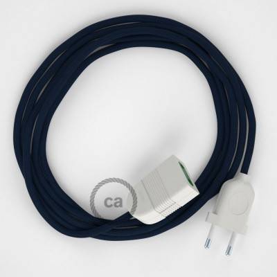 Dark Blue Rayon fabric RM20 2P 10A Extension cable Made in Italy