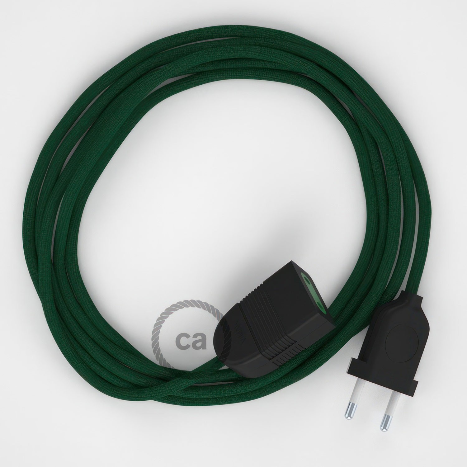 Dark Green Rayon fabric RM21 2P 10A Extension cable Made in Italy