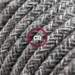 Grey Natural Linen fabric RN02 2P 10A Extension cable Made in Italy