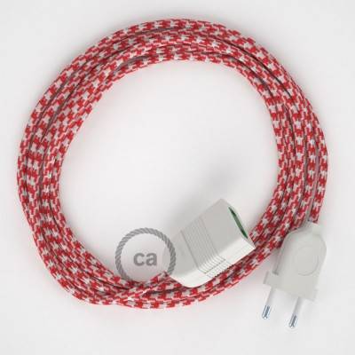 White Red Two-Tone Rayon fabric RP09 2P 10A Extension cable Made in Italy