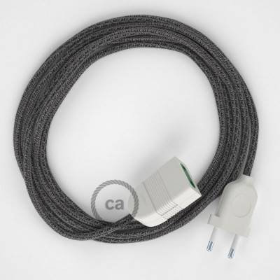 Black Cotton and Natural Linen fabric RS81 2P 10A Extension cable Made in Italy