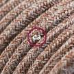 Brown Cotton and Natural Linen fabric RS82 2P 10A Extension cable Made in Italy