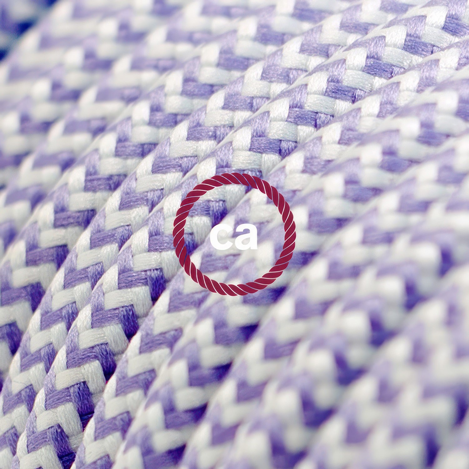 Lilac ZigZag Rayon fabric RZ07 2P 10A Extension cable Made in Italy