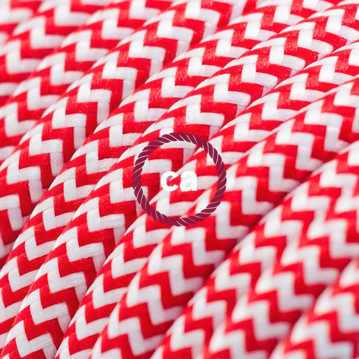Red ZigZag Rayon fabric RZ09 2P 10A Extension cable Made in Italy