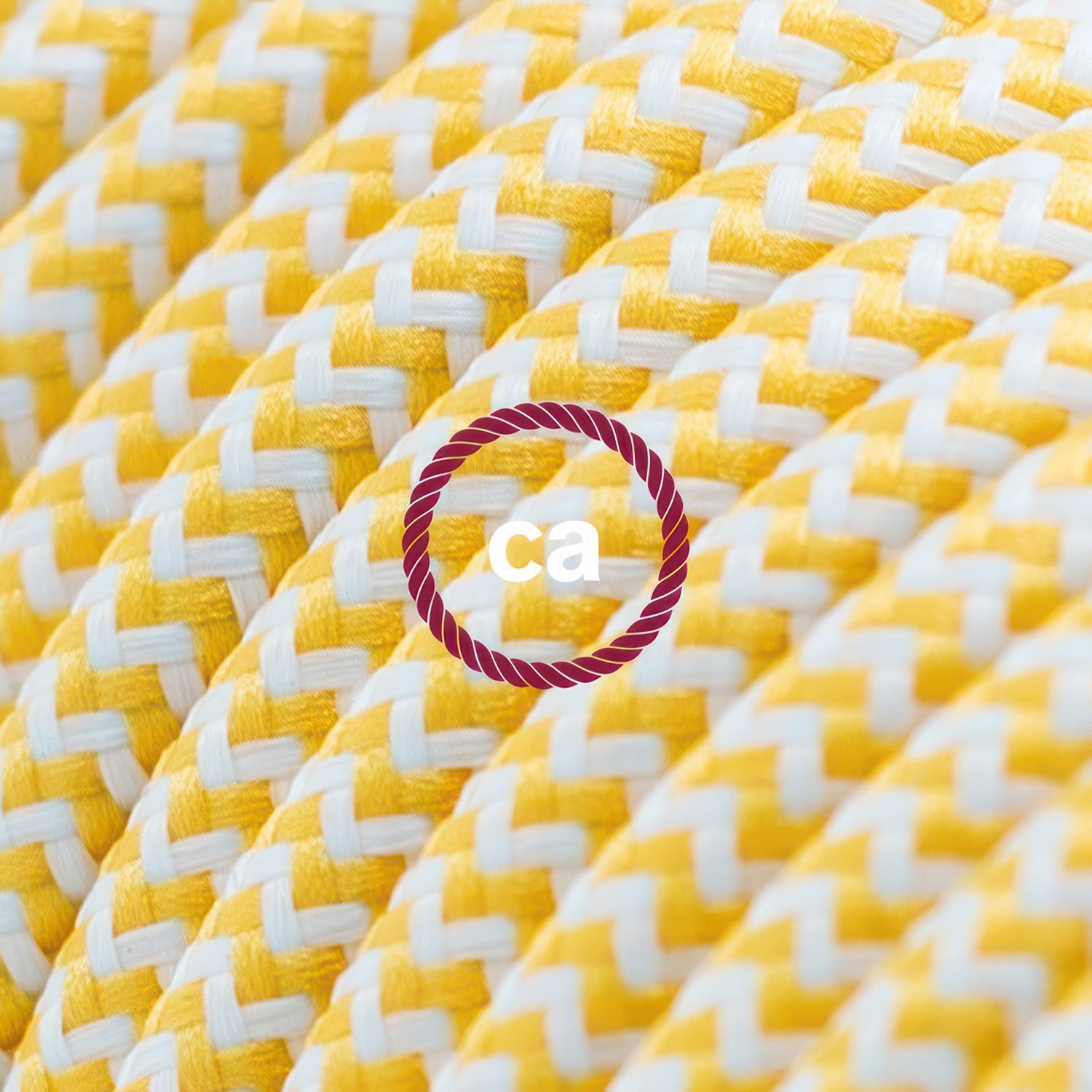 Yellow ZigZag Rayon fabric RZ10 2P 10A Extension cable Made in Italy