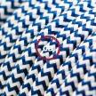 Blue ZigZag Rayon fabric RZ12 2P 10A Extension cable Made in Italy