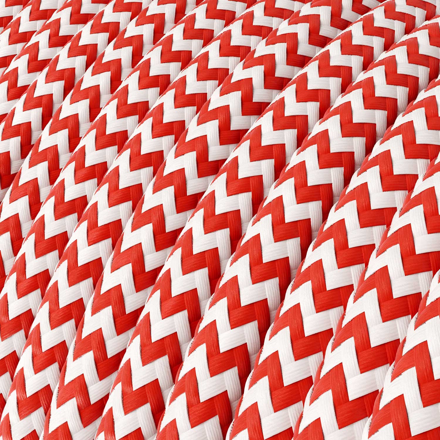 Round Electric Cable covered by Rayon fabric ZigZag RZ09 Red