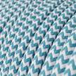 Round Electric Cable covered by Rayon fabric ZigZag RZ11 Cyan