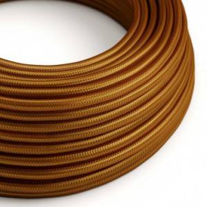 Round Electric Cable covered by Rayon solid color fabric RM22 Whiskey