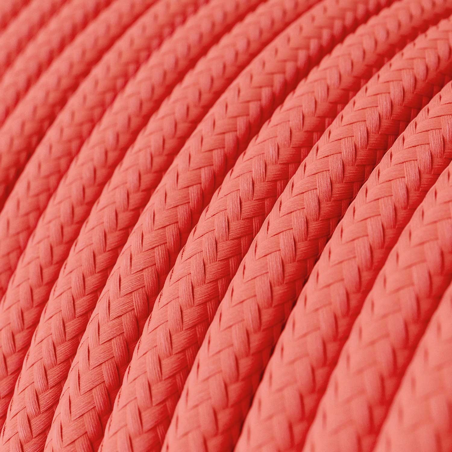 Round Electric Cable covered by Rayon solid color fabric RF08 Fuchsia