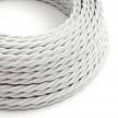 Twisted Electric Cable covered by Cotton solid color fabric TC01 White