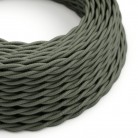 Twisted Electric Cable covered by Cotton solid color fabric TC63 Green Grey