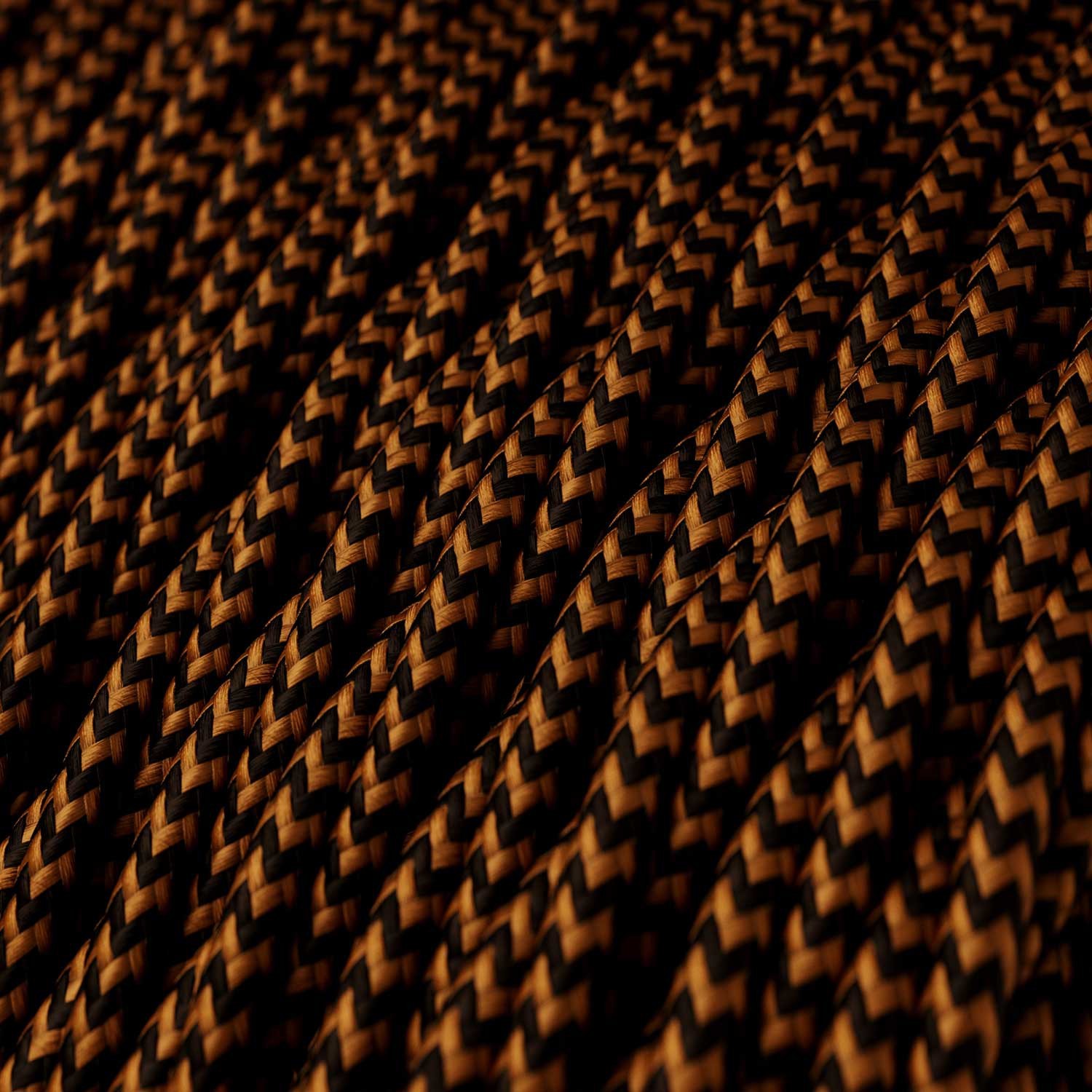 Twisted Electric Cable covered by Rayon solid color fabric TZ22 Black And Whiskey