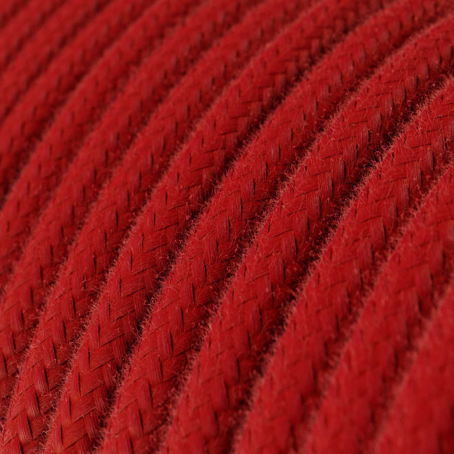 Round Electric Cable covered by Cotton solid color fabric RC35 Fire Red