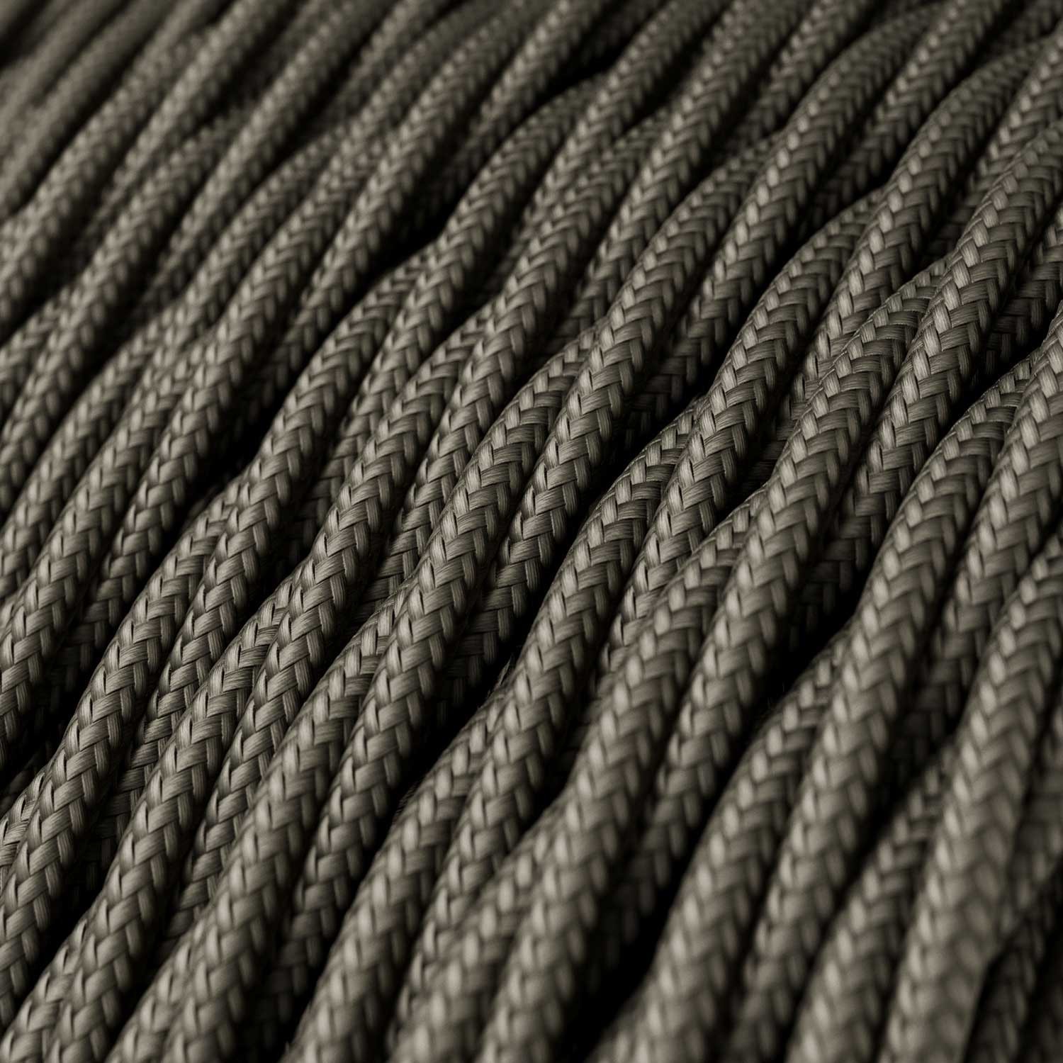Twisted Electric Cable covered by Rayon solid color fabric TM26 Dark Gray