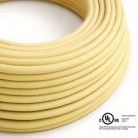 Round Electric Cable 150 ft (45,72 m) coil RC10 Pale Yellow Cotton - UL listed
