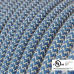 Round Electric Cable 150 ft (45,72 m) coil RD75 ZigZag Steward Blue Cotton and Natural Linen - UL listed