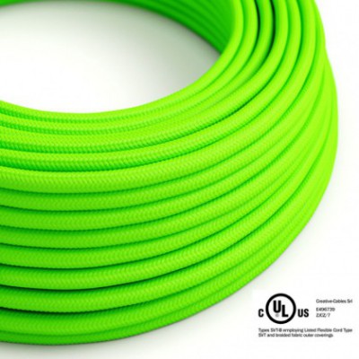 Round Electric Cable 150 ft (45,72 m) coil RF06 Green Fluo Rayon - UL listed