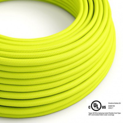 Round Electric Cable 150 ft (45,72 m) coil RF10 Yellow Fluo Rayon - UL listed