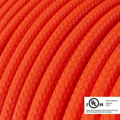 Round Electric Cable 150 ft (45,72 m) coil RF15 Orange Fluo Rayon - UL listed