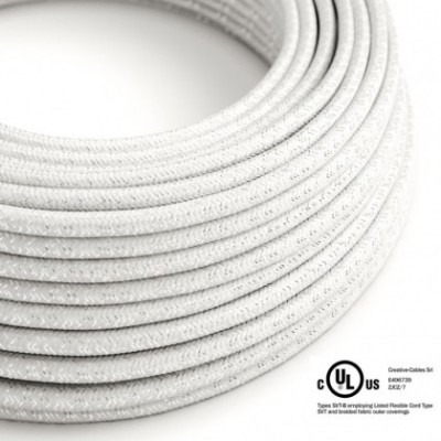 Round Electric Cable 150 ft (45,72 m) coil RL01 Glittering White Rayon - UL listed