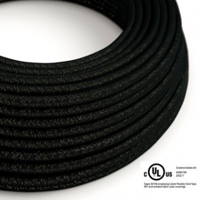 Round Electric Cable 150 ft (45,72 m) coil RL04 Glittering Black Rayon - UL listed