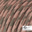 Round Electric Cable 150 ft (45,72 m) coil RP26 Bicoloured Ancient Pink and Grey Cotton - UL listed
