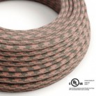 Round Electric Cable 150 ft (45,72 m) coil RP26 Bicoloured Ancient Pink and Grey Cotton - UL listed